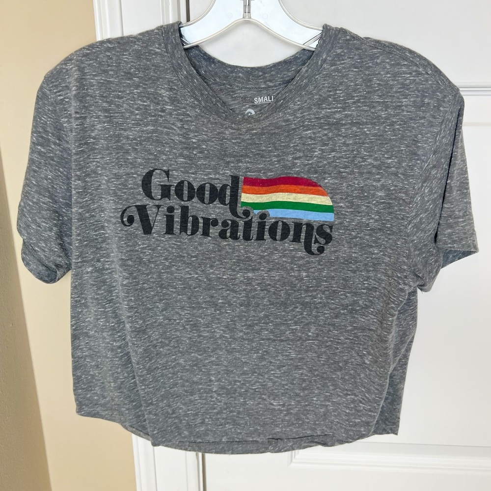 "good vibrations" hippie crop top